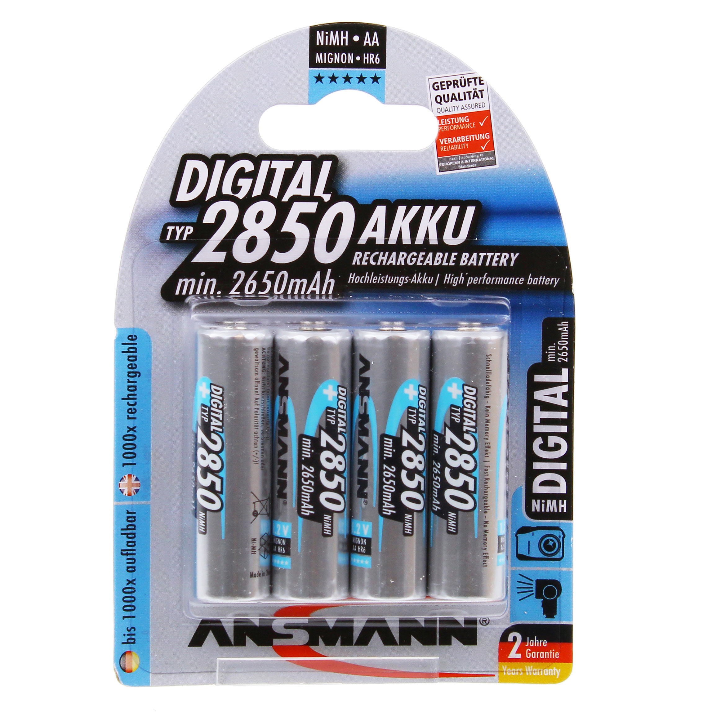 Image of Ansmann Digital NiMh 2850mAh AA Batteries Pack of 4