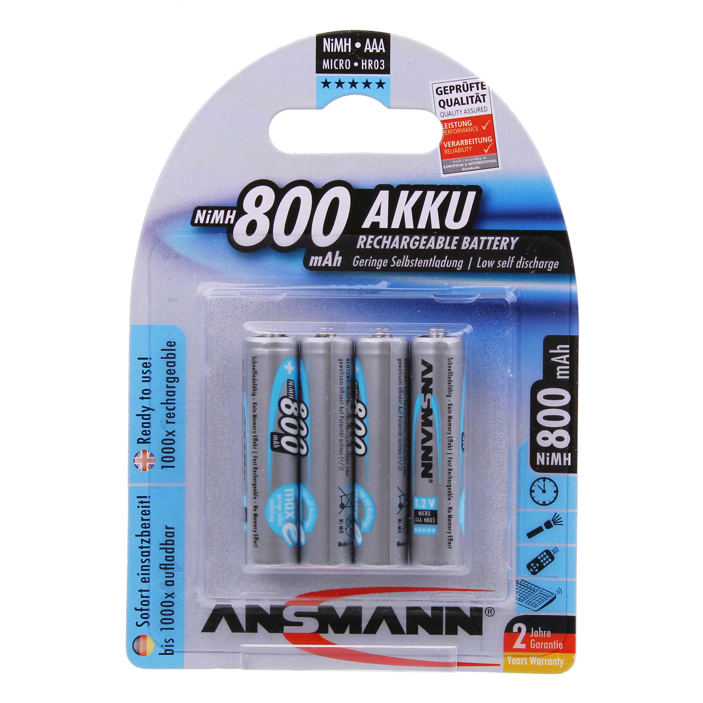 Image of Ansmann 4 x AAA 800mAhMax e Batteries