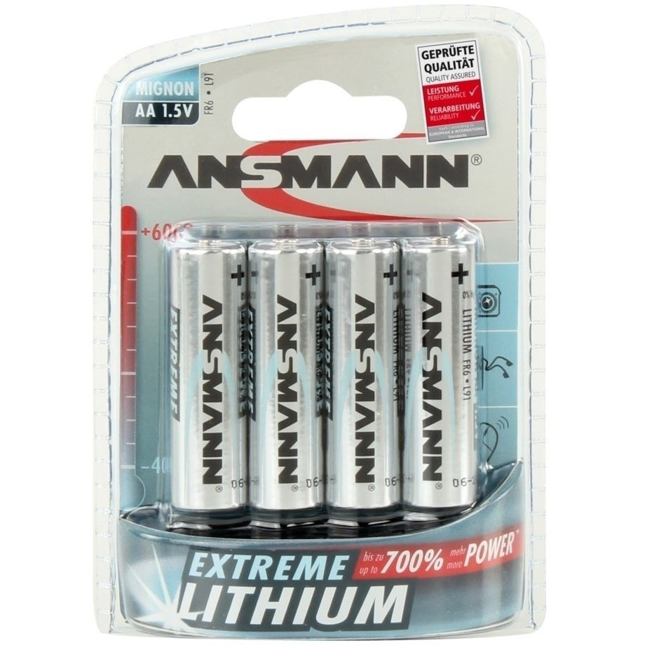 Image of Ansmann Extreme Lithium Range 4 x AA Batteries