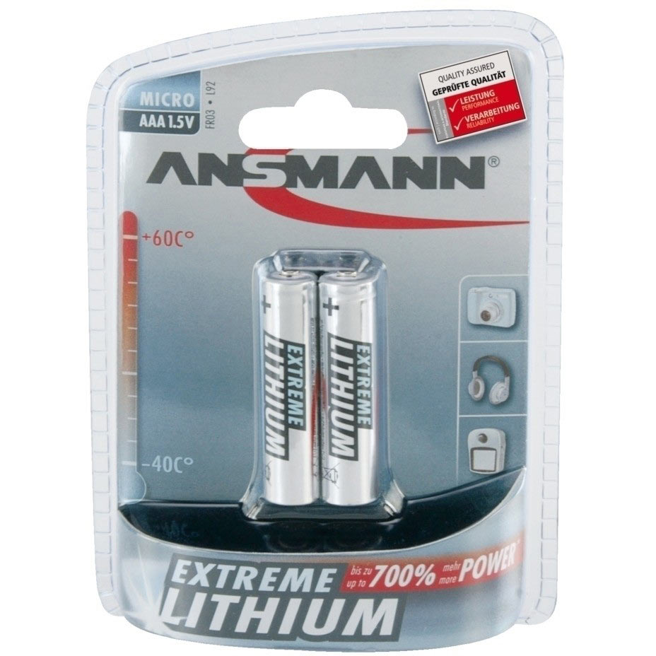 Image of Ansmann Extreme Lithium Range 2 x AAA Batteries