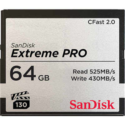 Image of SanDisk 64GB Extreme Pro 525MBSec CFast 20 Memory Card
