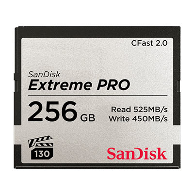 Image of SanDisk 256GB Extreme Pro 525MBSec CFast 20 Memory Card