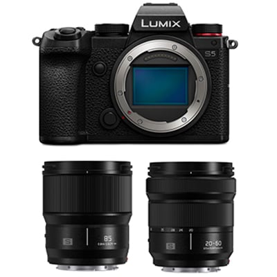Image of Panasonic Lumix S5 Digital Camera with 2060mm and 85mm Lens