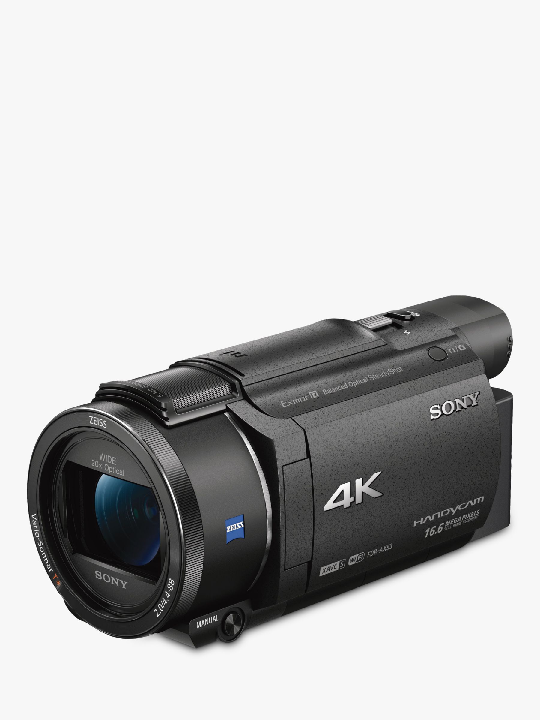 Image of Sony FDRAX53 Handycam with 4K UltraHD Balanced Optical SteadyShot 829MP 20x Optical Zoom NFC WiFi 3 WhiteMagic LCD Screen Black