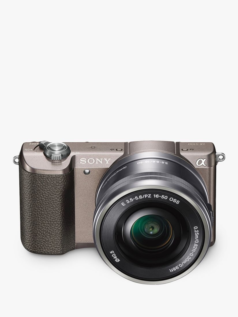 Image of Sony A5100 Compact System Camera with 1650mm OSS Lens HD 1080p 243MP WiFi NFC OLED 3 Tilting Touch Screen with 32GB Memory Card Brown