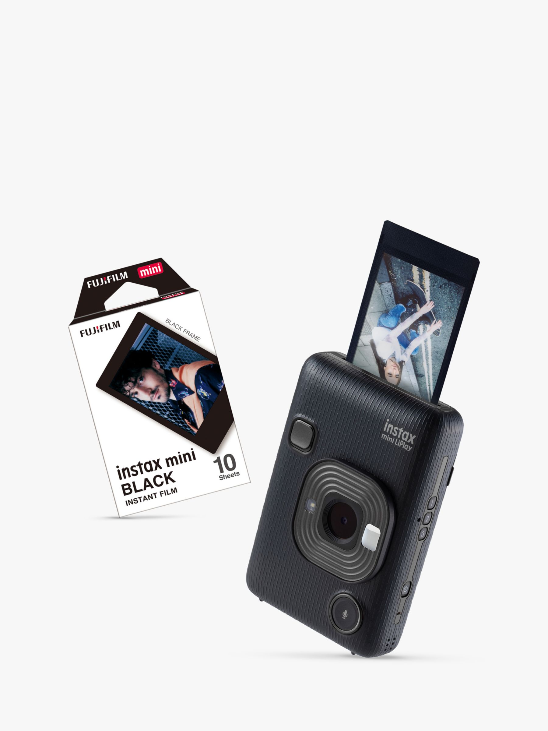 Image of Fujifilm Instax Mini LiPlay Hybrid Instant Camera with 27 LCD Screen Builtin Flash and 10 Shots of Film Dark Grey